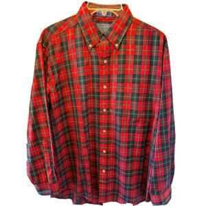 Pendleton Men’s M Red Plaid Long Sleeve Button Down Wool Shirt